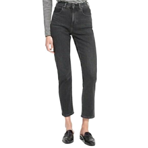 EVERLANE High Rise Straight ankle crop cropped jeans in washed black Size 25 - Picture 3 of 8